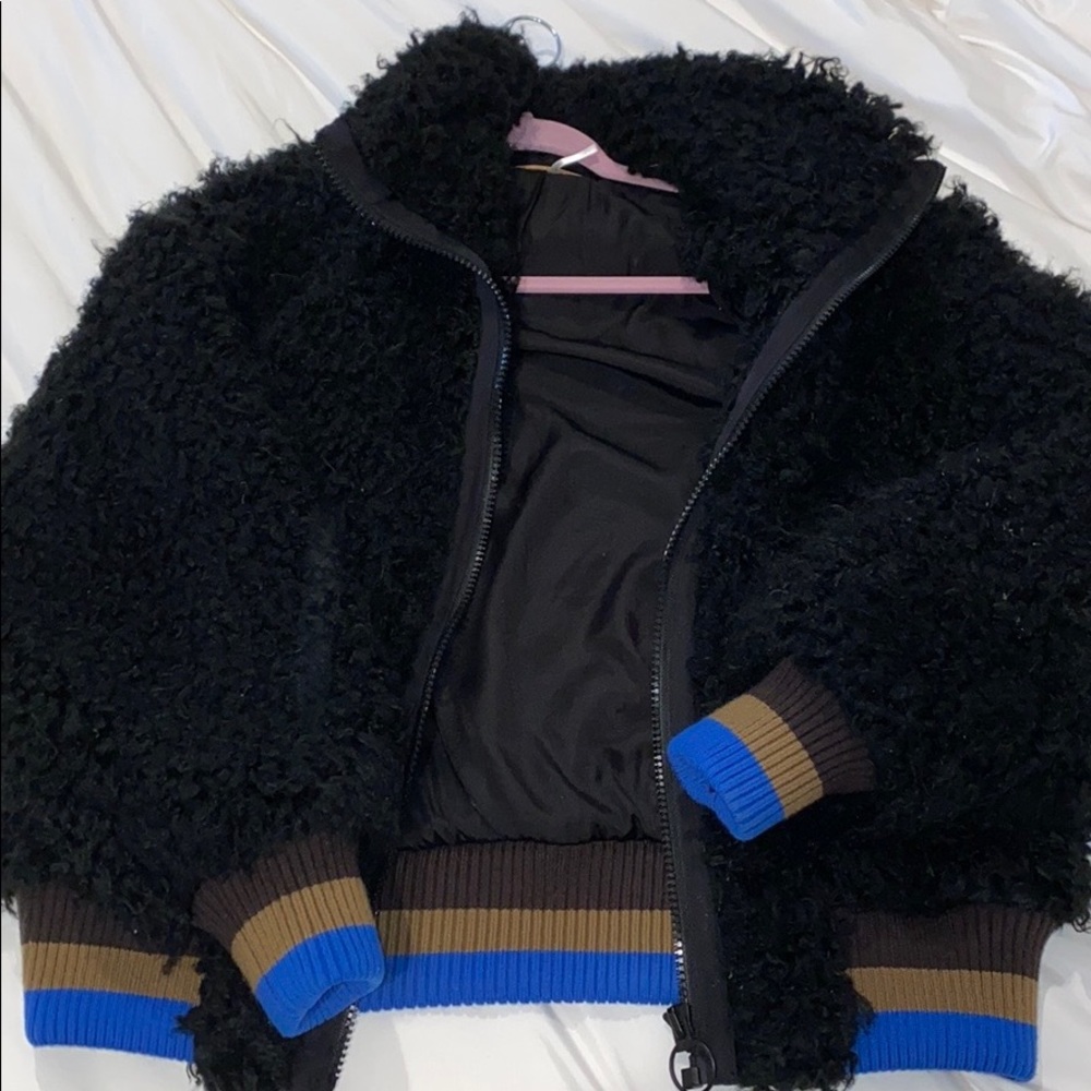 Free People fluffy black jacket
